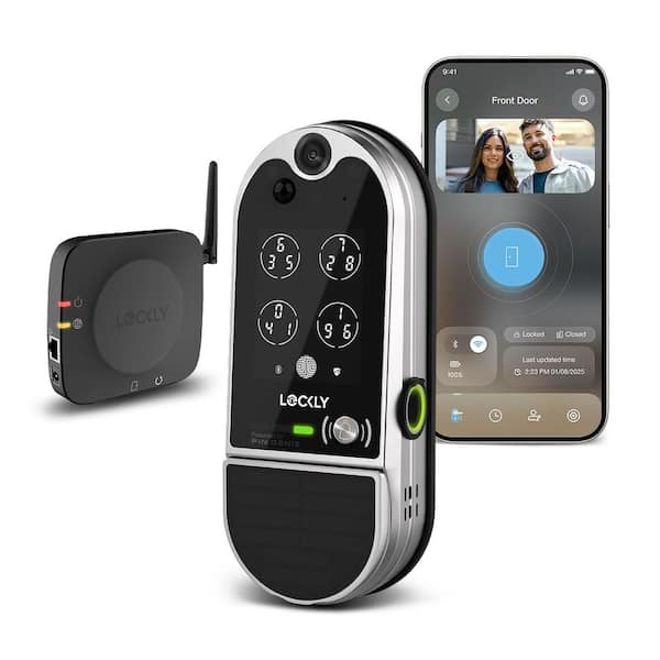 Vision Elite Satin Nickel Single Cylinder Deadbolt Smart Lock With Video Door Bell, Motion Sensor, Night Vision, App