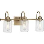 Progress Lighting Aiken 3-Light Vintage Brass Clear Glass Farmhouse ...