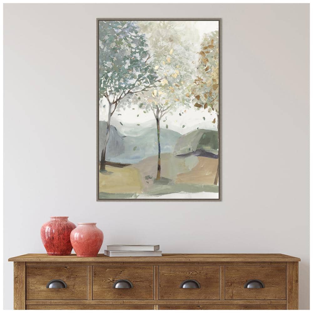 Breezy Landscape Trees III Canvas Print with Sylvie Greywash Frame