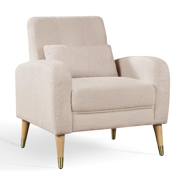 Mid-Century Camel Wood Outdoor Lounge Chair with Camel Cushions and Metal Legs