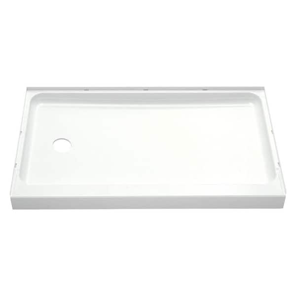 STERLING Ensemble 60 in. L x 30 in. W Single Threshold Alcove Shower Pan Base with Left-Hand Drain in White