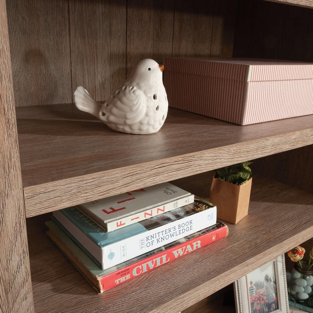 Brushed Oak 66" Hutch with Glass Doors