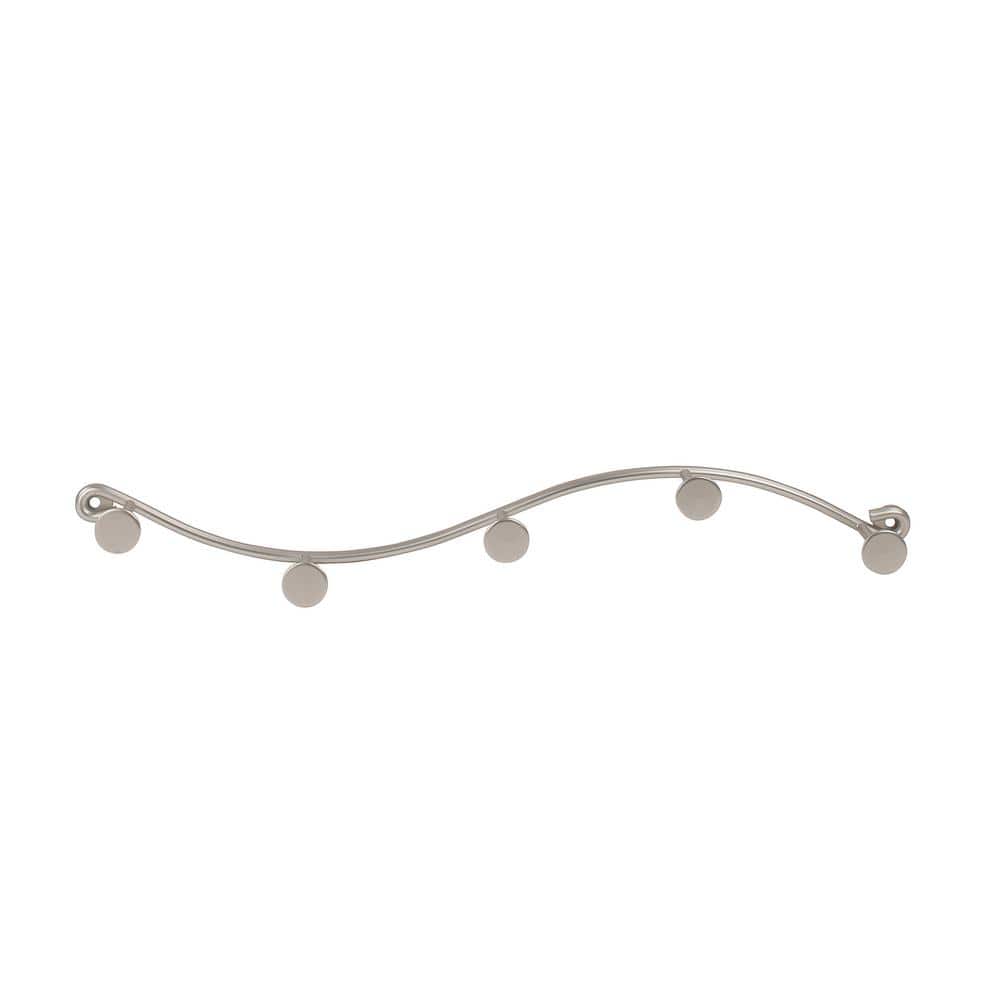 Satin Nickel Wall Mount 5-Hook Steel Rack with Shelf