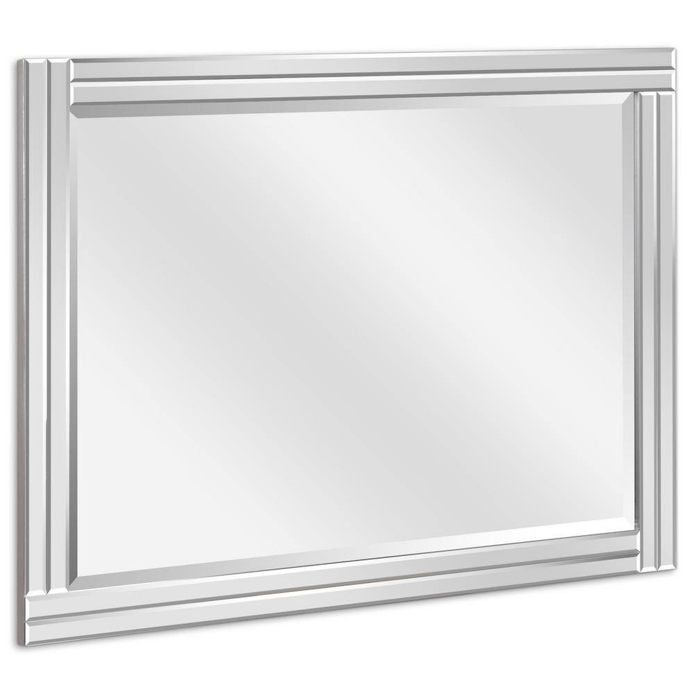 Elevated Silver Bevel 30" x 40" Full-Length Wood Wall Mirror