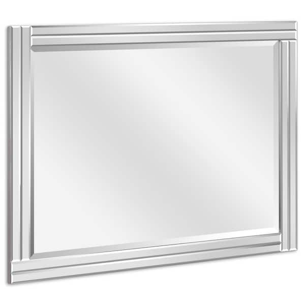 Medium Rectangle Clear Beveled Glass Contemporary Mirror (40 in. H x 30 in. W)
