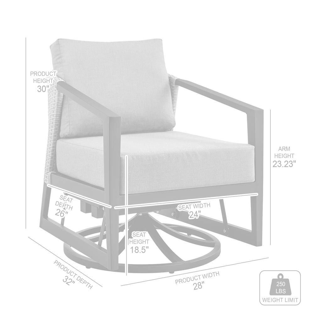 Aileen Black Aluminum and Grey Wicker Swivel Lounge Chair with Cushions