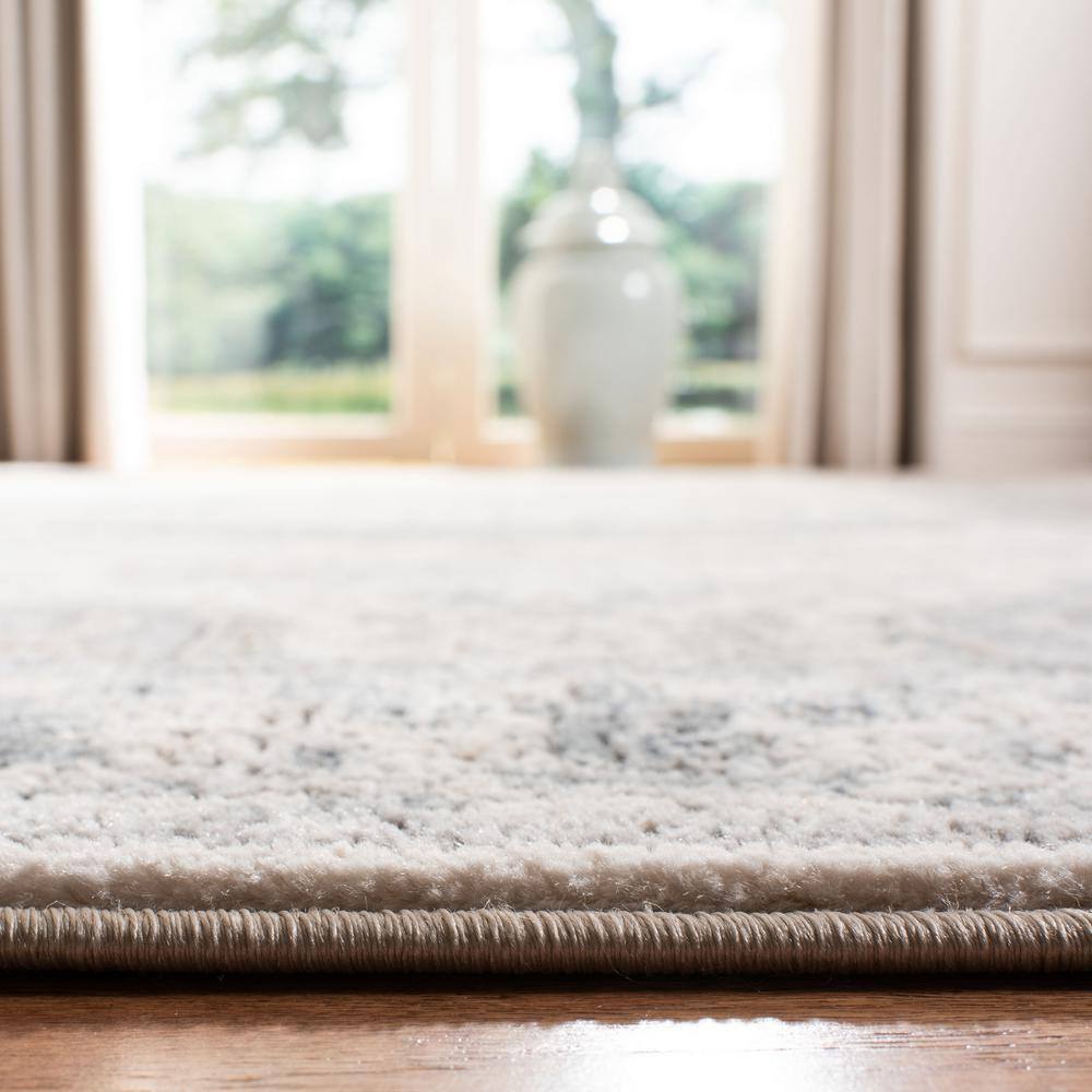 Gray Medallion Stain-Resistant Synthetic Runner Rug