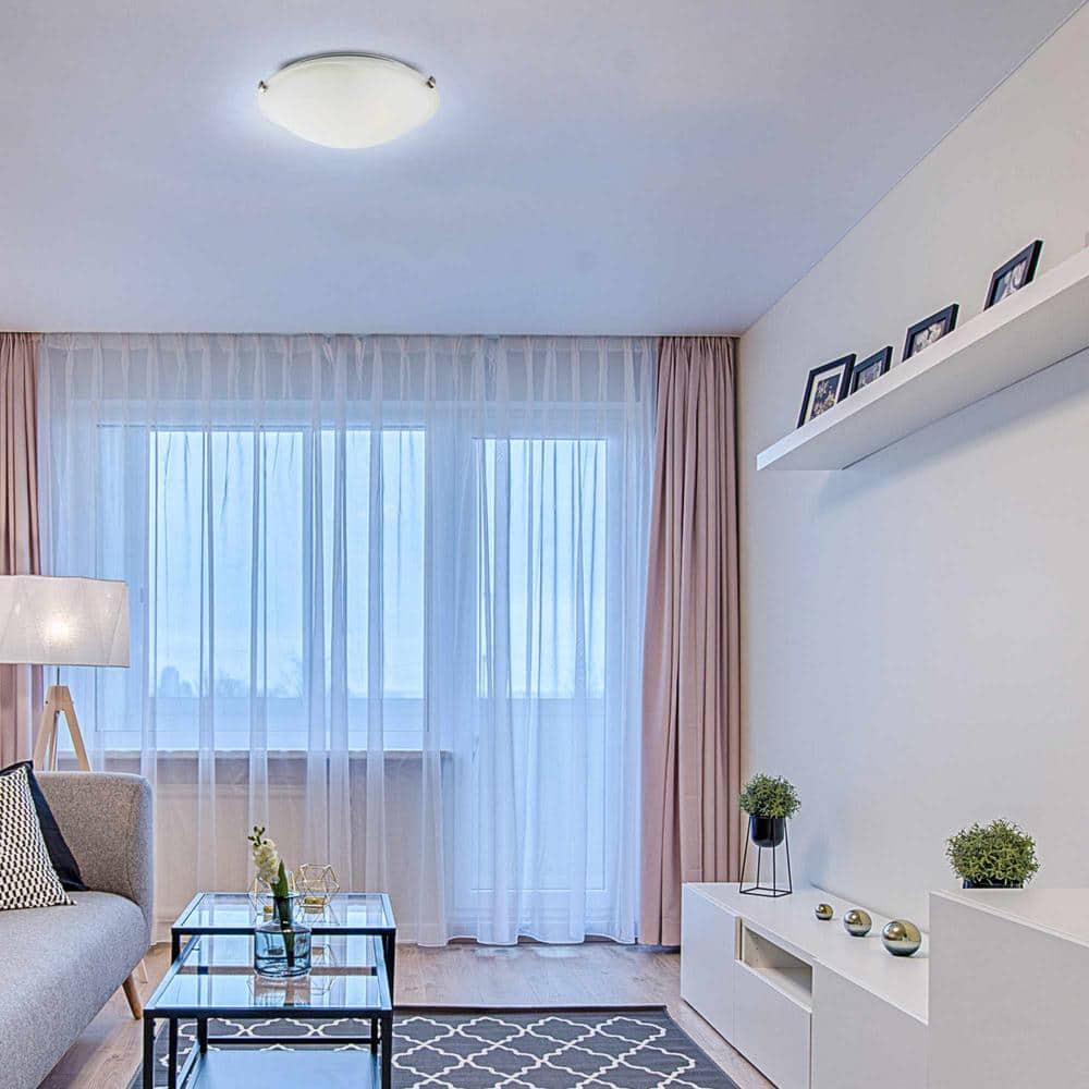 Brushed Nickel Alabaster Glass Round Flush Mount Ceiling Light