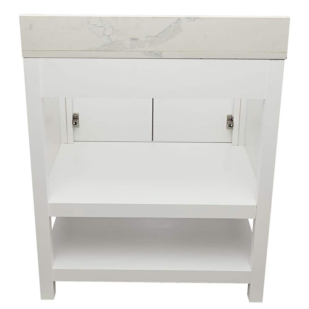 Tufino 31'' White Freestanding Bathroom Vanity with Marble Top