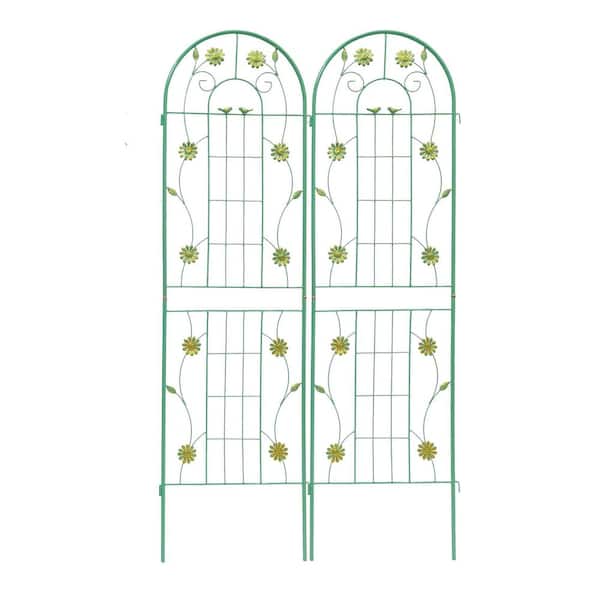 71 in. Green Iron Arch Garden Trellis, Fence Plant Trellis for Outdoor Climbing Roses Vines Support (2-Pack)