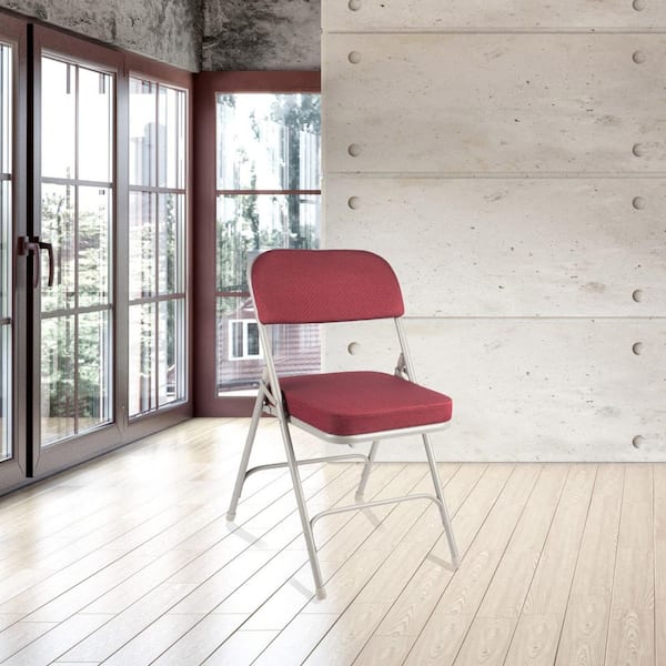Bernadine Deluxe Fabric Padded Folding Chair, Burgundy, Pack of 2