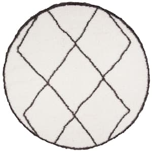 Carmella Cream/Gray 7 ft. x 7 ft. Diamonds Geometric Round Area Rug