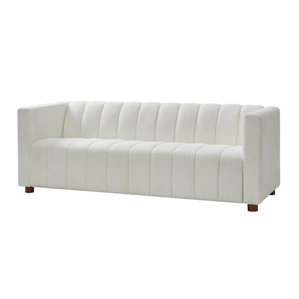 JAYDEN CREATION Amity  Ivory 81.5"W Modern Polyester Rectangle  Boucle Fabric Sofa with Hidden Low Legs