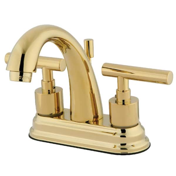 Kingston Brass Manhattan 4 in. Centerset 2-Handle Bathroom Faucet in Polished Brass