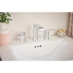 Genta 8 in. Widespread Double Handle Bathroom Faucet in Chrome(Valve Included)