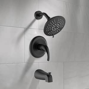 Single-Handle 5-Spray Tub and Shower Faucet with Handle Trim in Matte Black (Valve Included)