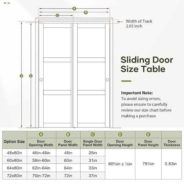 72 in. x 80 in. 3-Lite White Finished Solid MDF Core Sliding Door with Bypass Hardware Kit