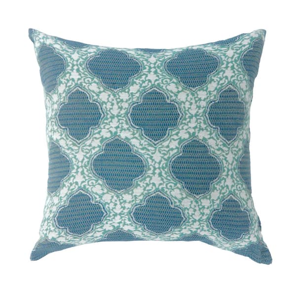 Roxy Blue Floral Polyester 22 in. x 22 in. Throw Pillow