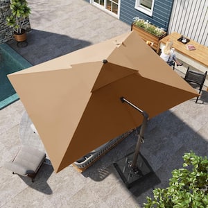 Double Top 13 ft. x 10 ft. Rectangular Heavy-Duty 360-Degree Rotation Cantilever Patio Umbrella in Tan