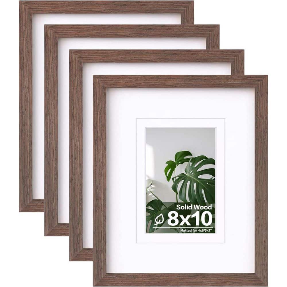 8 x 10 Matted Brown Wood Hanging Picture Frame (Set of 4) YJ00317