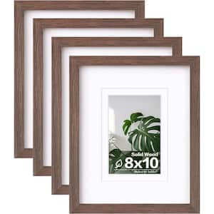 8 x 10 Matted Brown Wood Hanging Picture Frame (Set of 4)