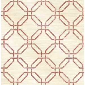 Phaius Burgundy Trellis Paper Strippable Roll (Covers 56.4 sq. ft.)