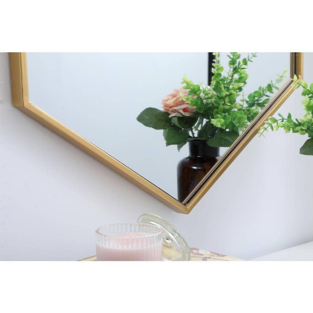 Contemporary Gold Hexagonal Wall Mirror with Metal Frame