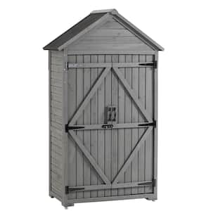 3.3 ft. W x 1.8 ft. D Outdoor Grey Wood Storage Shed Garden Tool Storage Cabinet with Shelves, Lockable Door (6 sq. ft.)