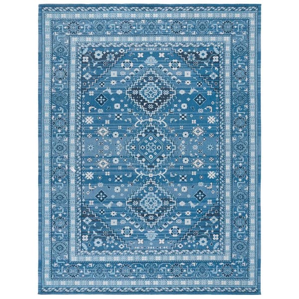 Classic Vintage 8 ft. x 10 ft. Blue/Charcoal Oriental Ornate Area Rug