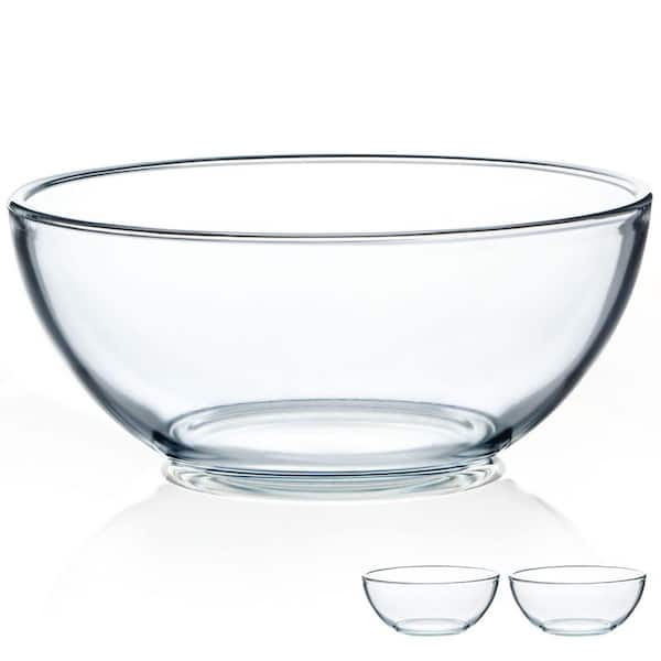 54 fl. oz. 8 in. Clear Tempered Glass Dessert Bowls, Microwave and Oven Safe Kitchen Serving Bowls for Snacks (Set of 2)