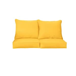 23.5 in. x 23 in. Sunbrella Canvas Sunflower Deep Seating Indoor/Outdoor Loveseat Cushion
