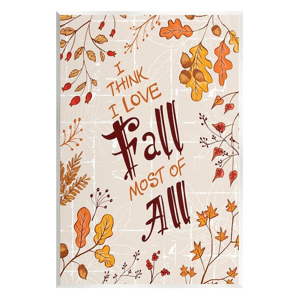 Stupell Industries Love Fall Leaf Border by Diane Labombarbe 1-Piece Unframed Graphic Print Nature Poster Art Print 19 in. x 13 in.