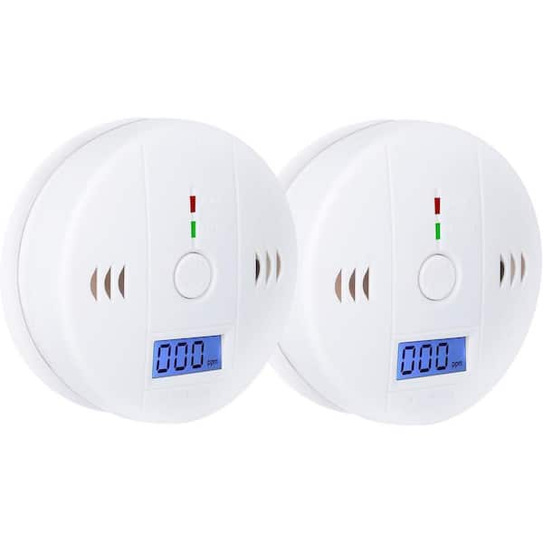 2 Packs Carbon Monoxide Detector Alarm with LED Display Battery Operated Quick Response Easy Installation