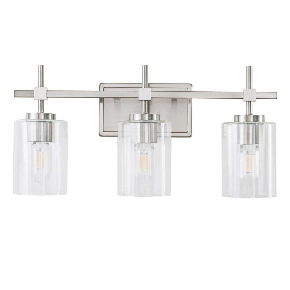 21 in. 3 Light Brushed Nickel Plating Vanity Light with Clear Ribbed Galss Shade price history on PriceWatchPro