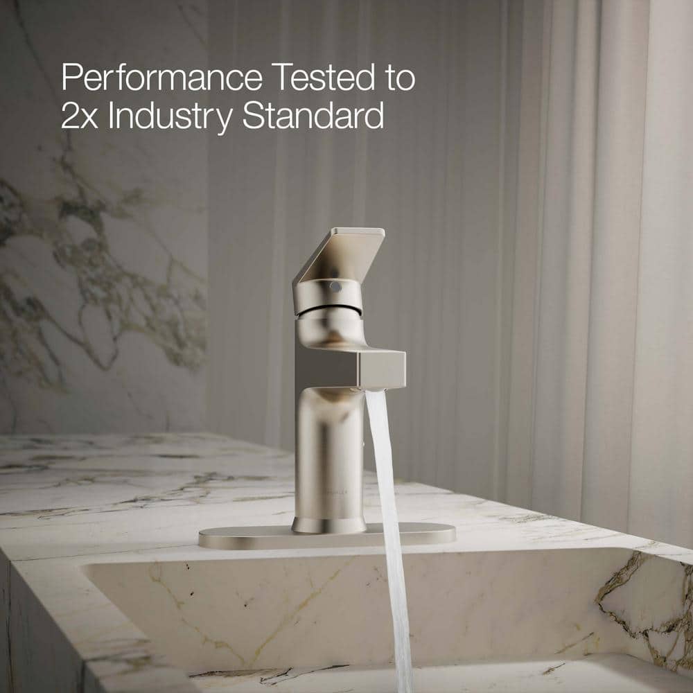 Taut Transitional Single-Handle Brushed Nickel Bathroom Faucet