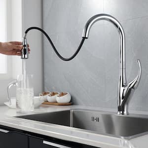 Single Handle Pull Down Sprayer Kitchen Faucet with Advanced Spray, Pull Out Spray Wand in Chrome