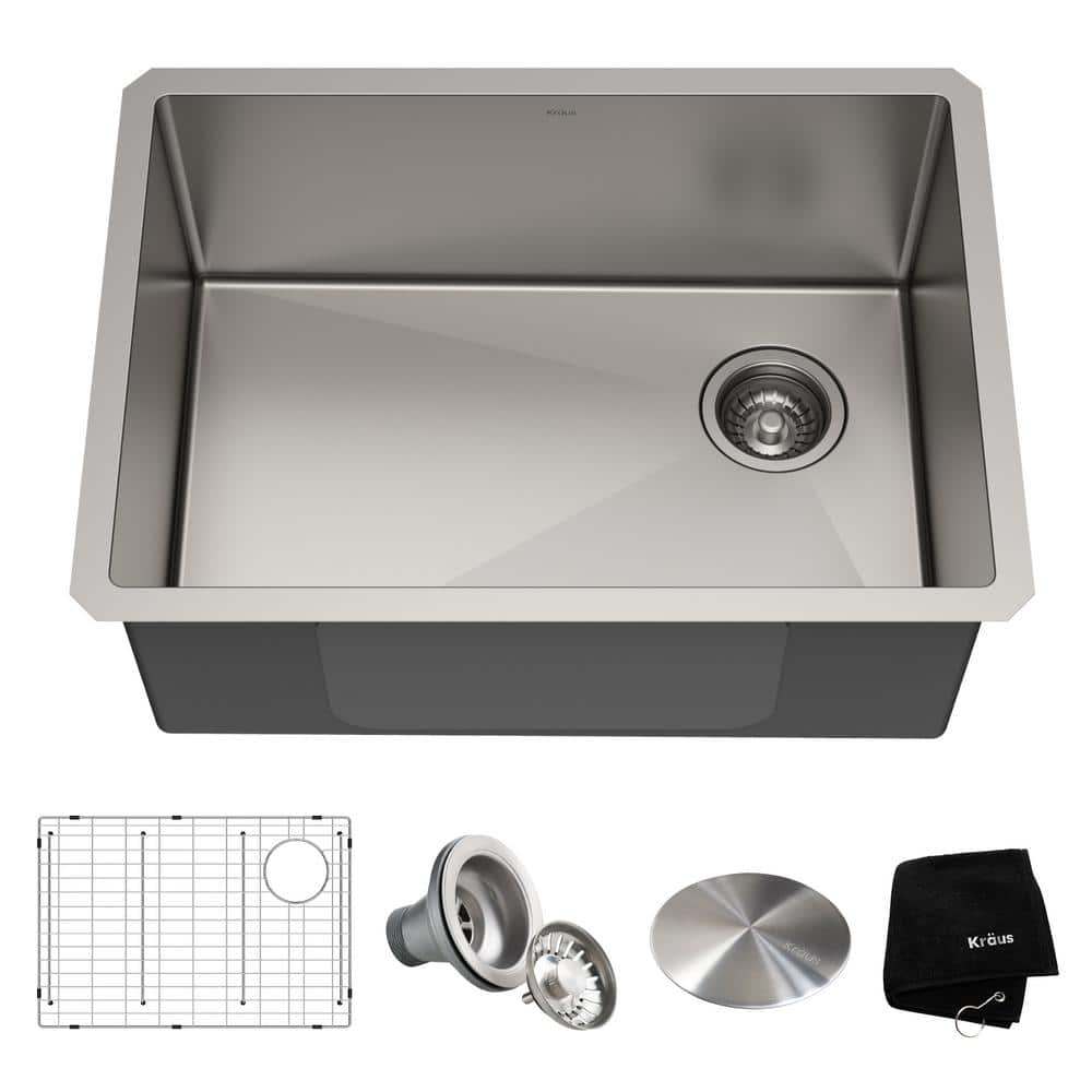 KRAUS Standart PRO Undermount Stainless Steel 25 in. Single Bowl Kitchen  Sink KHU111-25 - The Home Depot