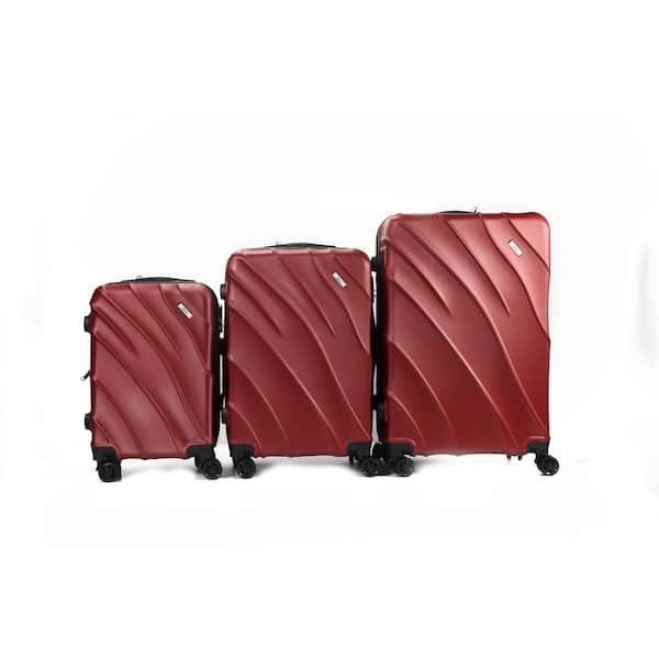 Mirage Expandable ABS, Hard Shell, Lightweight, Spinning Wheels, Combo Lock, 3 Piece Luggage Set in Wine Red
