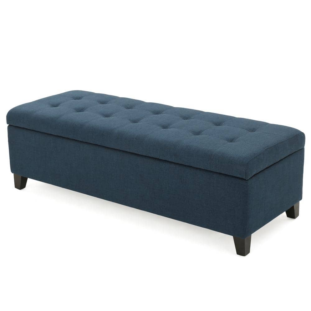 Noble House Mission Dark Blue Storage Ottoman Bench 10311 - The Home Depot