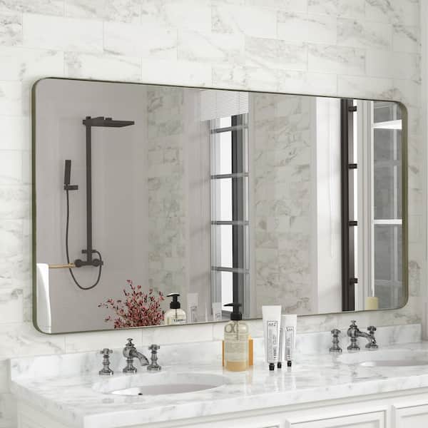 48 in. W x 36 in. H Premium Aluminum Framed Rectangular Bathroom Vanity Wall Mirror in Bronze