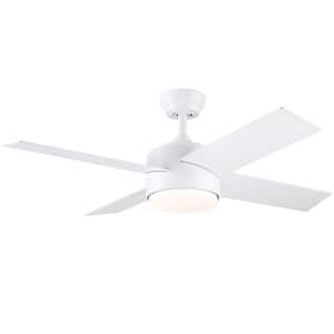 44 in. Integrated LED Indoor/Outdoor Matte White Ceiling Fan with Lighting Kit and Remote