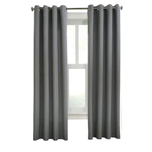 Margaret Charcoal Polyester Jacquard 52 in. W x 63 in. L Grommet Indoor Light Filtering Curtain (Single-Panel)