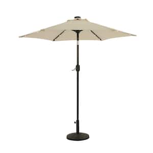 7.5 ft. Steel Market Patio Umbrella With Solar LED Lights in Beige