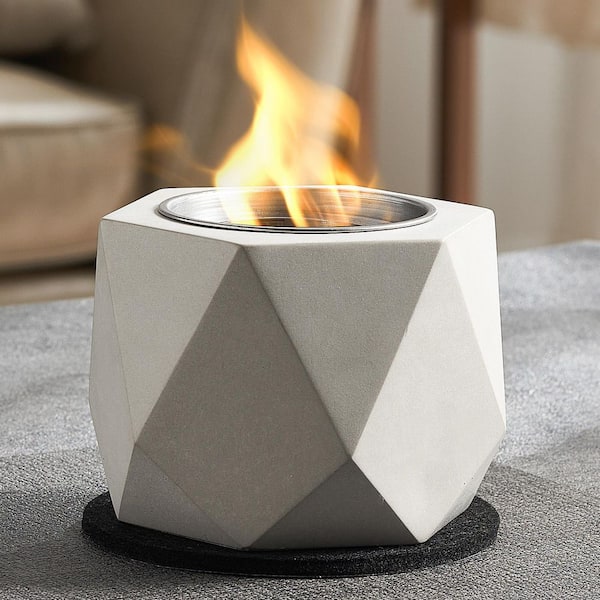 SKYSHALO Tabletop Fire Pit Bowl, Concrete Tabletop Fireplace, Portable Rubbing Alcohol Burner Smores Maker, For Patio Balcony Zmshkhntqhsygzqrjv0 250318
