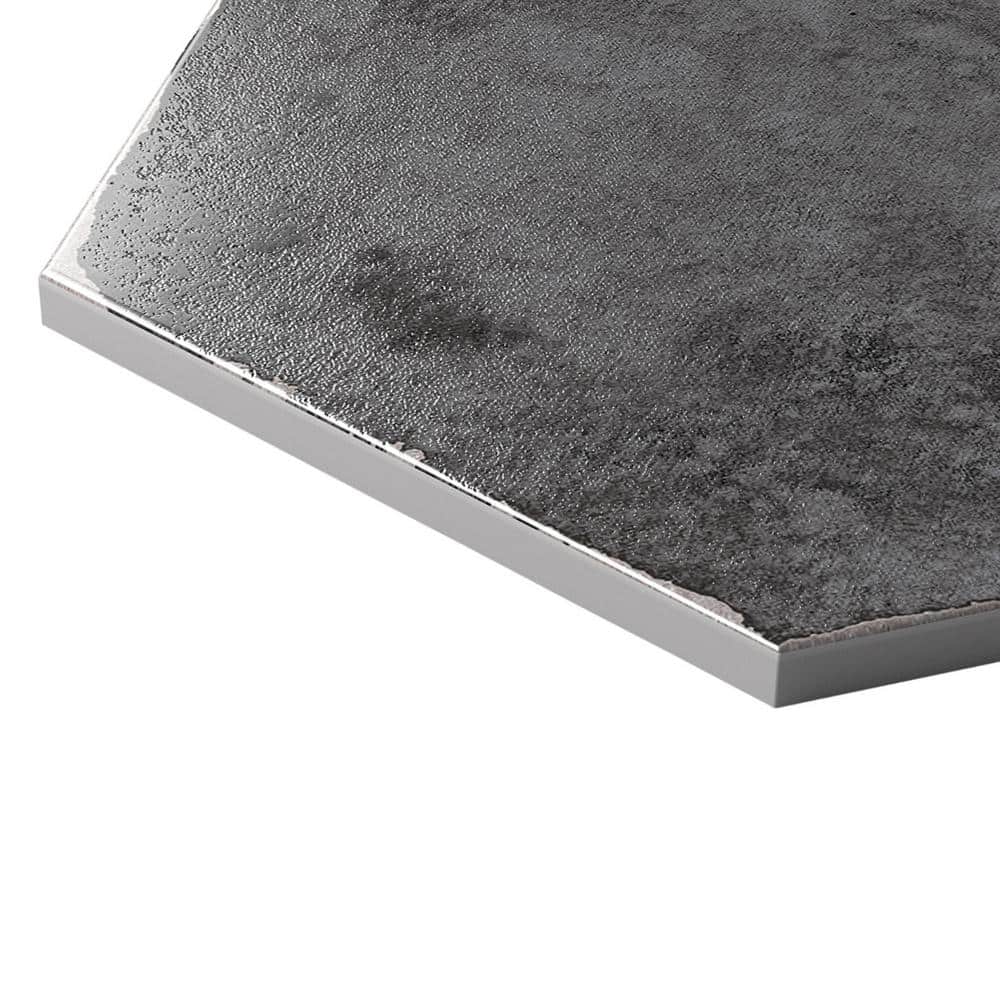 Vandalay Hex 9.13 in. x 10.51 in. Polished Gray Porcelain Tile