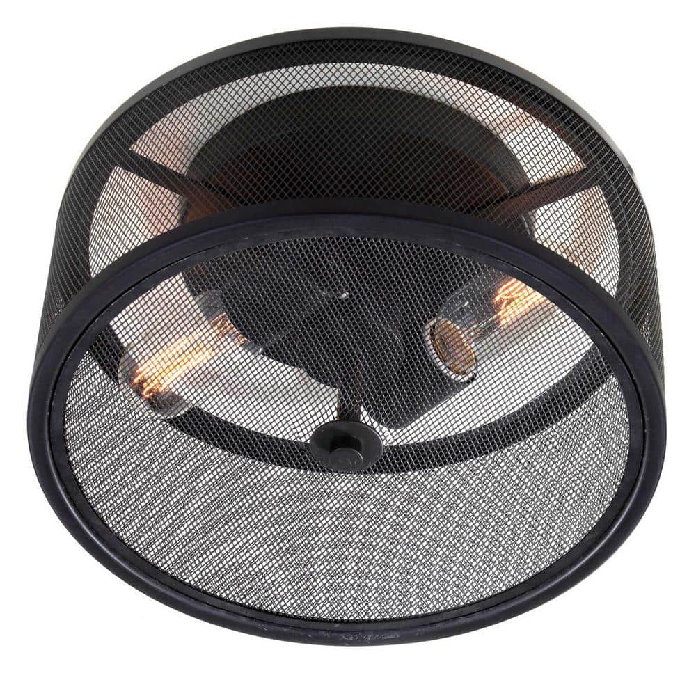 Matte Black Contemporary Mesh Metal 11.75" Flush Mount Ceiling Light