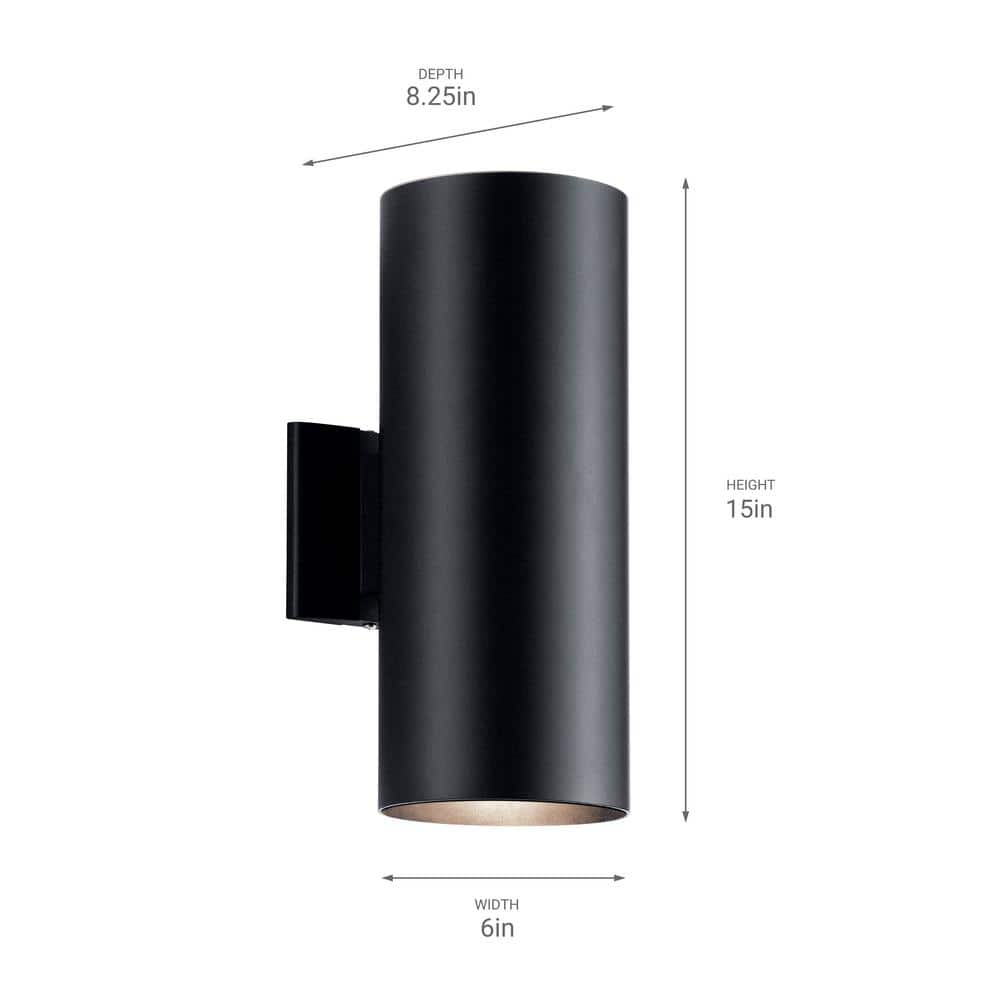 Modern Black and Bronze Cylinder Wall Sconce, 15 Inch