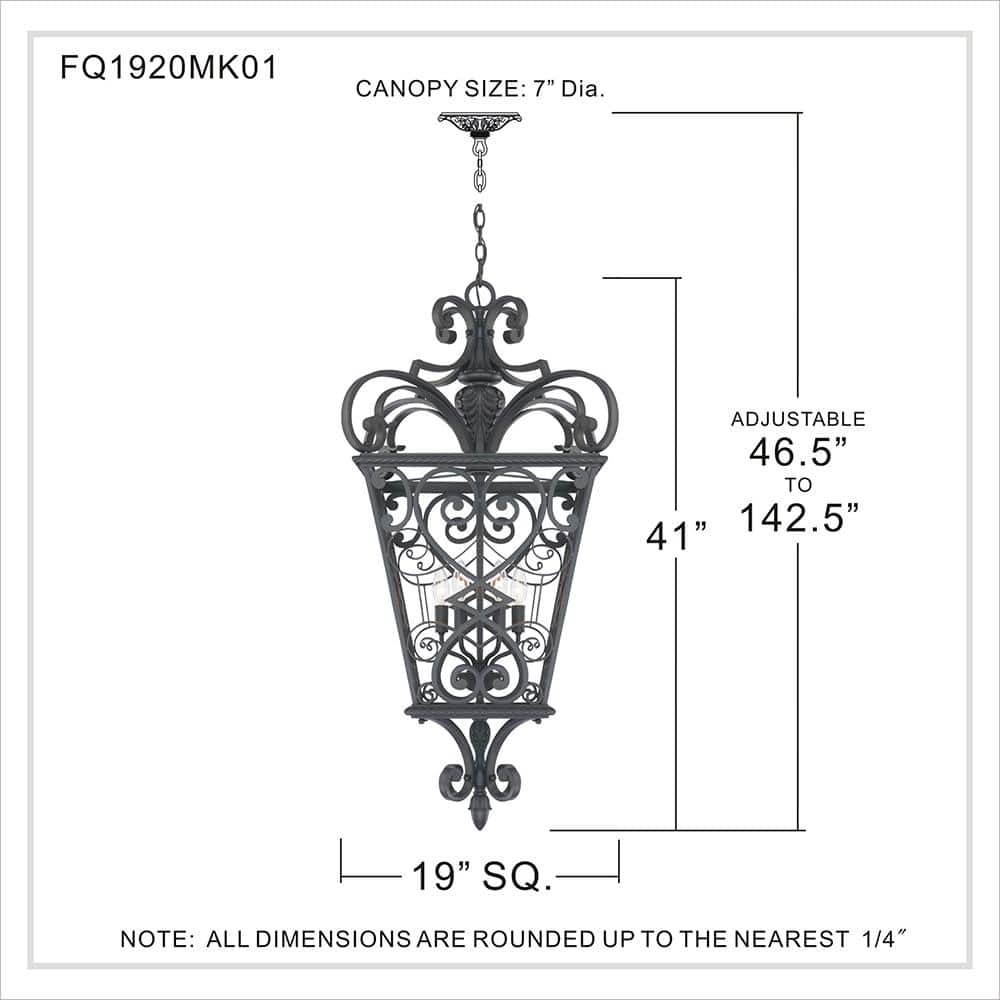 Marcado Black Aluminum 4-Light Outdoor Pendant Lantern