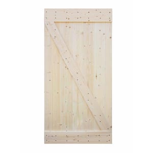 42 in. x 84 in. 1-Panel Unfinished Natural Wood Sliding Barn Door Slab