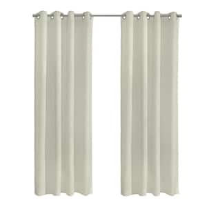 Boucle Off-White Polyester Raised Slub Textured 52 in. W x 63 in. L Grommet Indoor Sheer Curtain (Single Panel)